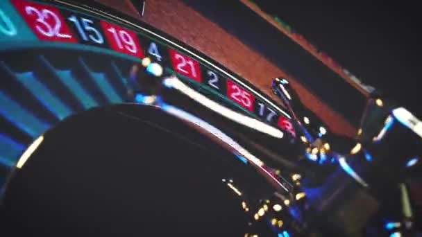 Mesa Ruleta Cámara Lenta Cerca Casino Enfoque Selectivo — Vídeos de Stock