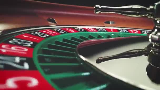 Roulette Bord Slow Motion Närbild Kasinot Selective Focus — Stockvideo