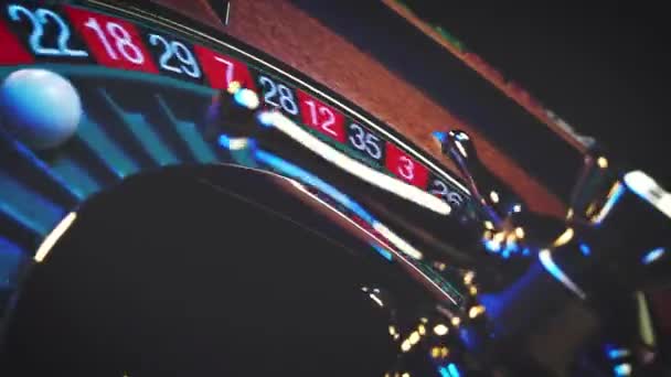 Mesa Ruleta Cámara Lenta Cerca Casino Enfoque Selectivo — Vídeo de stock