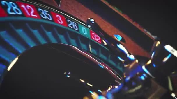 Roulette Bord Slow Motion Närbild Kasinot Selective Focus — Stockvideo