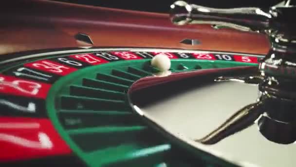 Roulette Tafel Slow Motion Close Bij Het Casino Selectieve Focus — Stockvideo