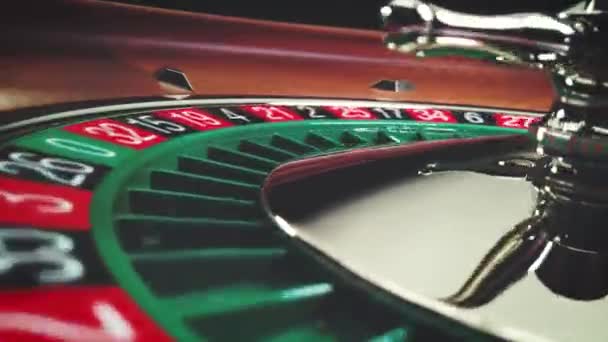 Roulette Bord Slow Motion Närbild Kasinot Selective Focus — Stockvideo