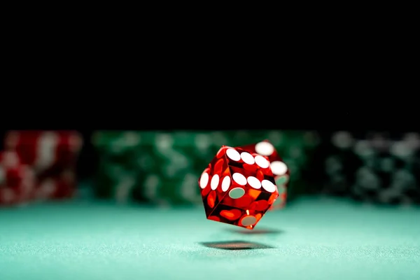 Casino Craps Zbliżenie Kości Płytka Głębia Ostrości — Zdjęcie stockowe