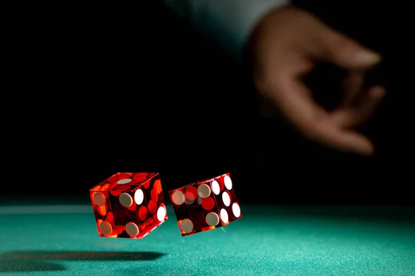 Man Gambling Craps Table Casino Selective Focus — Stock Photo, Image
