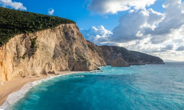 Lefkas 'taki Porto Katsiki plajı Yunanistan