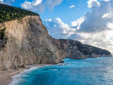 Lefkas 'taki Porto Katsiki plajı Yunanistan