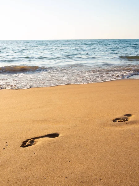 Voetafdruk Het Zand Het Strand — Stockfoto