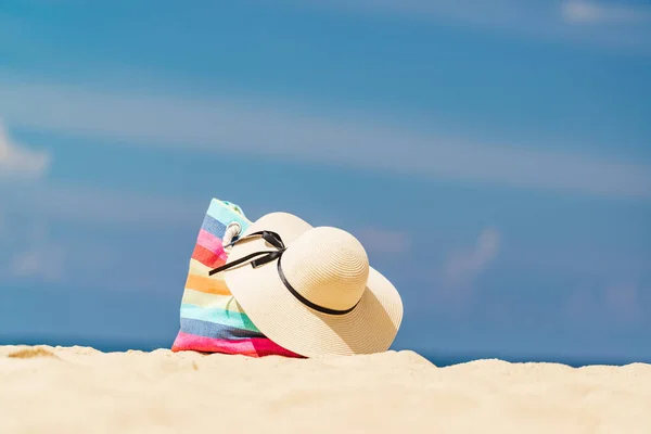 Sombrero Sol Bolso Playa — Foto de Stock