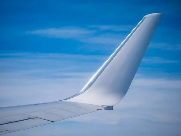 Voando Sobre Nuvens Inflight Asa Avião — Fotografia de Stock