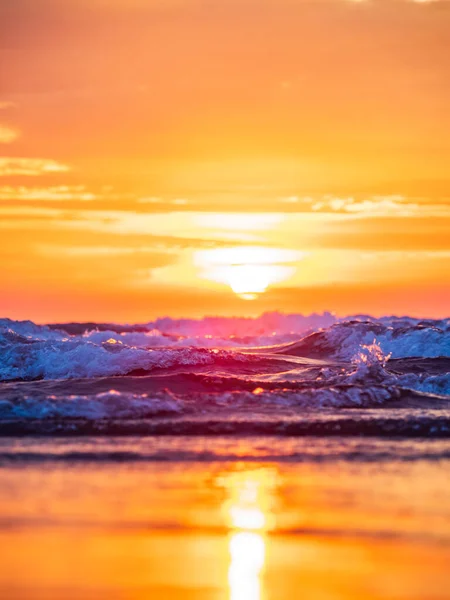 Coucher Soleil Sur Plage Kuta Bali Indonésie — Photo