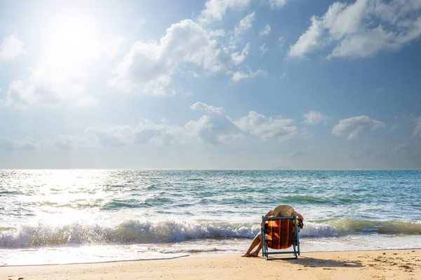 Vacker Kvinna Stranden Thailand — Stockfoto