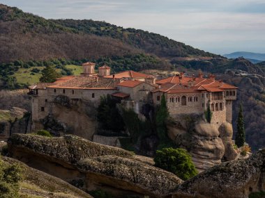 Meteora Yunanistan 'ın Kutsal Manastırı. Kum taşı oluşumları.  