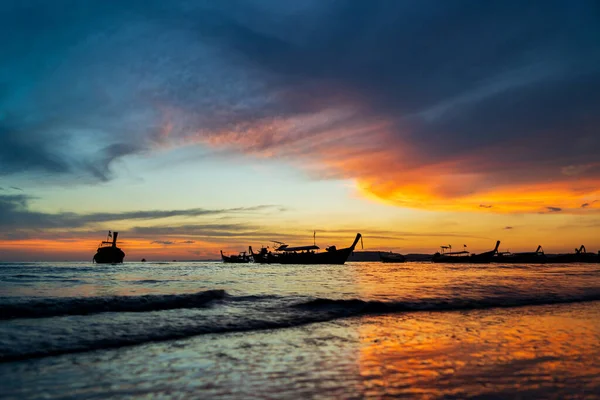 Solnedgång Nang Krabi Provinsen Thailand — Stockfoto