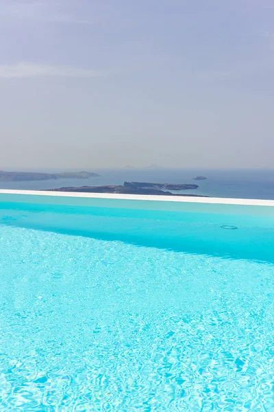 Lussuosa Piscina Nell Isola Santorini Grecia — Foto Stock