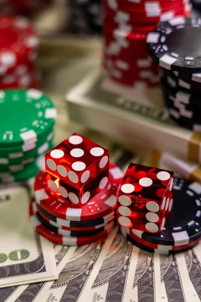 Casino Craps Kostky Zavřít Mělká Hloubka Pole — Stock fotografie