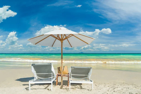 Chaises Longues Parasol White Sand Beach Pak Weep Beach Khao — Photo