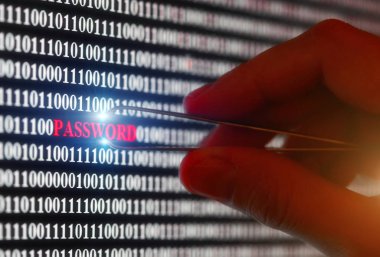 ikili şifre ve parola metin, bilgisayar, teknoloji ve online güvenlik için büyük kavramı ile bilgisayar ekran görüntüsü