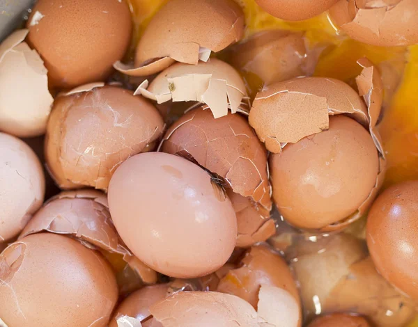 Heap Broken Eggs Bowl — Stock Photo, Image