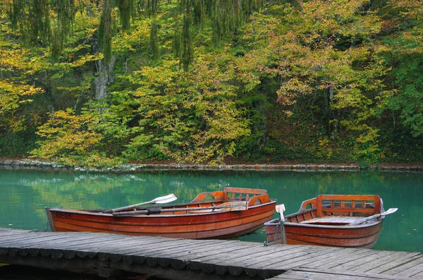 Beautiful Lake Forest Boat National Park Plitvice Croatia — Stock Photo, Image