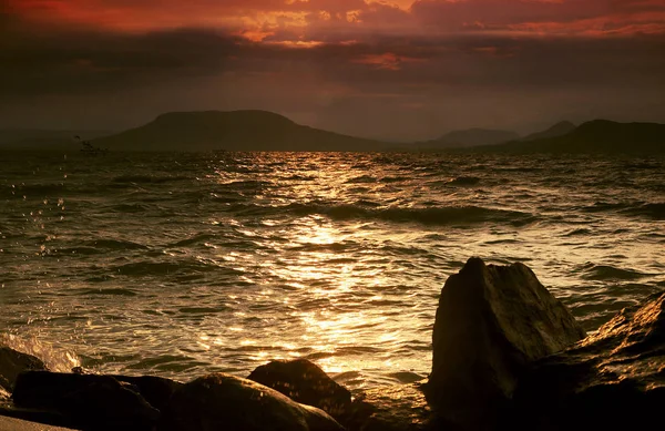 Lago Balaton Después Tormenta Hungría — Foto de Stock