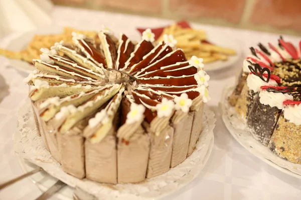 Szeletelt Karamell Torta Tábla — Stock Fotó