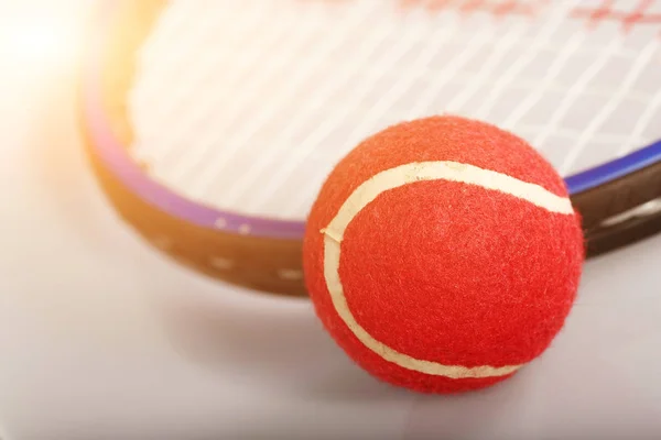 Closeup Tennis Racket Ball — Stock Photo, Image