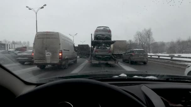 Atasco de tráfico de coches — Vídeos de Stock