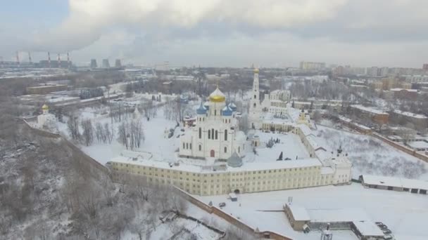 Монастир взимку — стокове відео