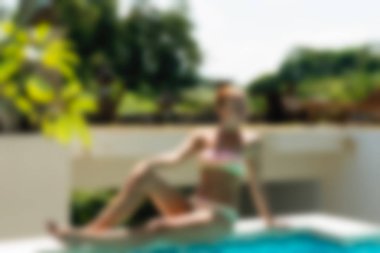 Otel havuzu Bali Endonezya Seyahat Tema arka plan bulanıklık