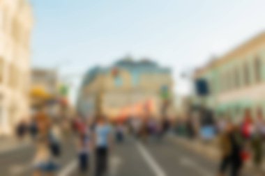 Büyük kalabalık geçit töreni Tema arka plan bulanıklık