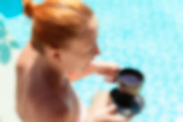 Hotel piscina Bali Indonesia Viajes tema desenfoque fondo — Foto de Stock