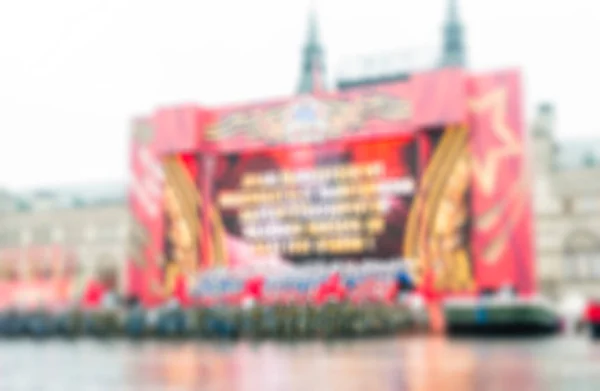 Parade auf dem Roten Platz in Moskau verschwimmt Hintergrund — Stockfoto