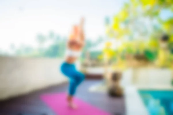 Yoga at Bali Indonesia Travel theme blur background — Stock Photo, Image