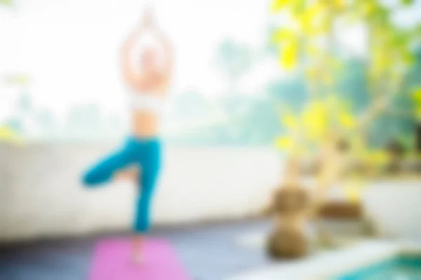 Yoga at Bali Indonesia Travel theme blur background — Stock Photo, Image