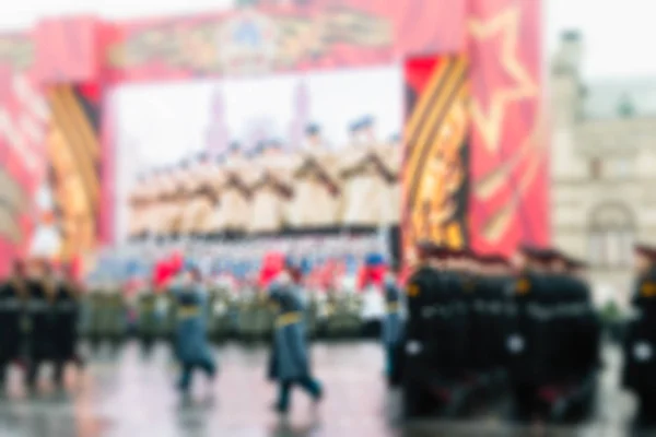 Parade auf dem Roten Platz in Moskau verschwimmt Hintergrund — Stockfoto