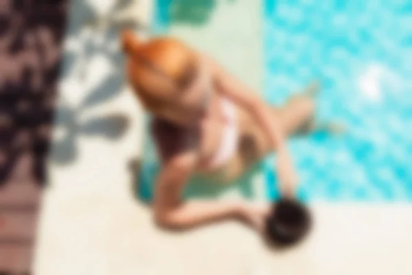 Hotel pool Bali Indonesia Travel theme blur background — Stock Photo, Image
