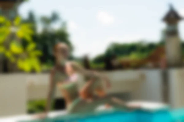 Hotel piscina Bali Indonesia Travel tema borrão fundo — Fotografia de Stock
