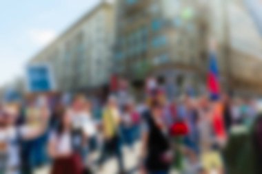 Büyük kalabalık geçit töreni Tema arka plan bulanıklık
