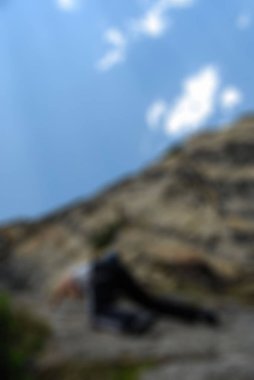 Dağcılık turizm Tema bulanıklık arka plan