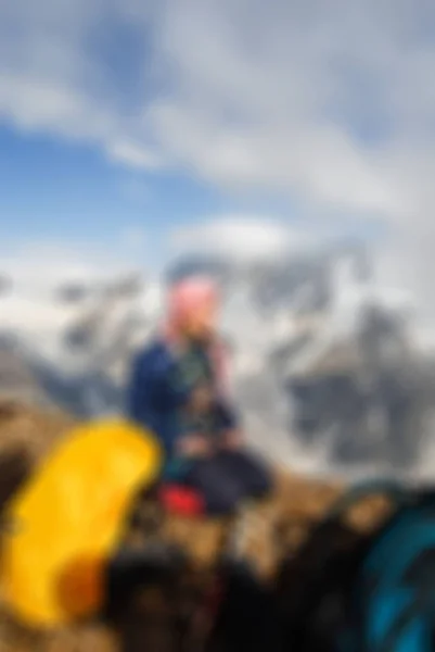 Bergsteigen Tourismus Thema verschwimmen Hintergrund — Stockfoto