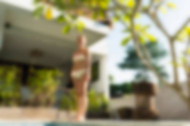 Otel havuzu Bali Endonezya Seyahat Tema arka plan bulanıklık