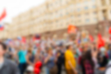 Büyük kalabalık geçit töreni Tema arka plan bulanıklık