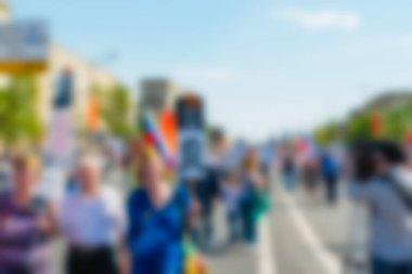 Büyük kalabalık geçit töreni Tema arka plan bulanıklık