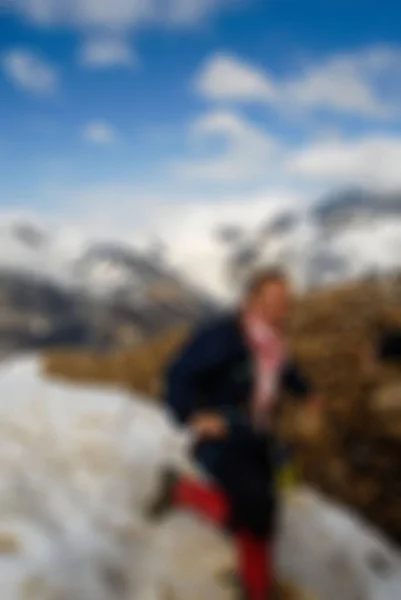 Bergsteigen Tourismus Thema verschwimmen Hintergrund — Stockfoto