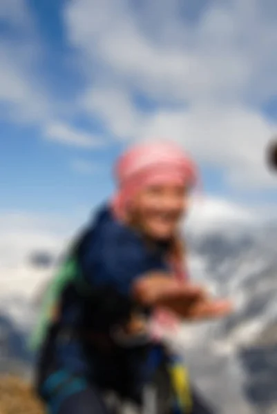 Bergsteigen Tourismus Thema verschwimmen Hintergrund — Stockfoto