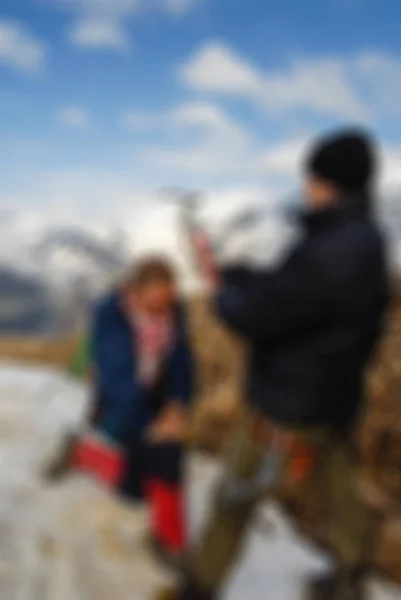 Bergsteigen Tourismus Thema verschwimmen Hintergrund — Stockfoto