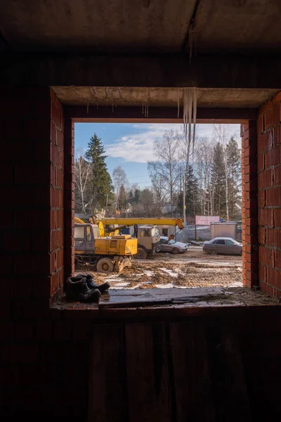 Construction site at winter — Stock Photo, Image