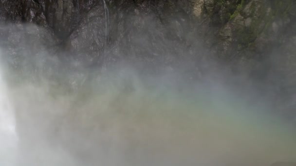 Slow Motion Video Waterfall Rainbow — Stock Video