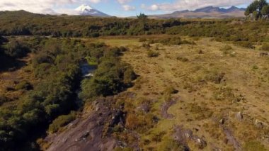 Yaz manzarasının ve bulutlu gökyüzünün hava görüntüsü