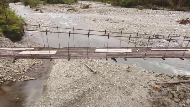 Drone Vidéo Paysage Rural Débit Rivière Pont — Video